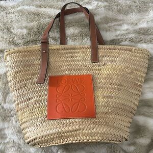 Loewe Large Basket Tote with Orange Logo